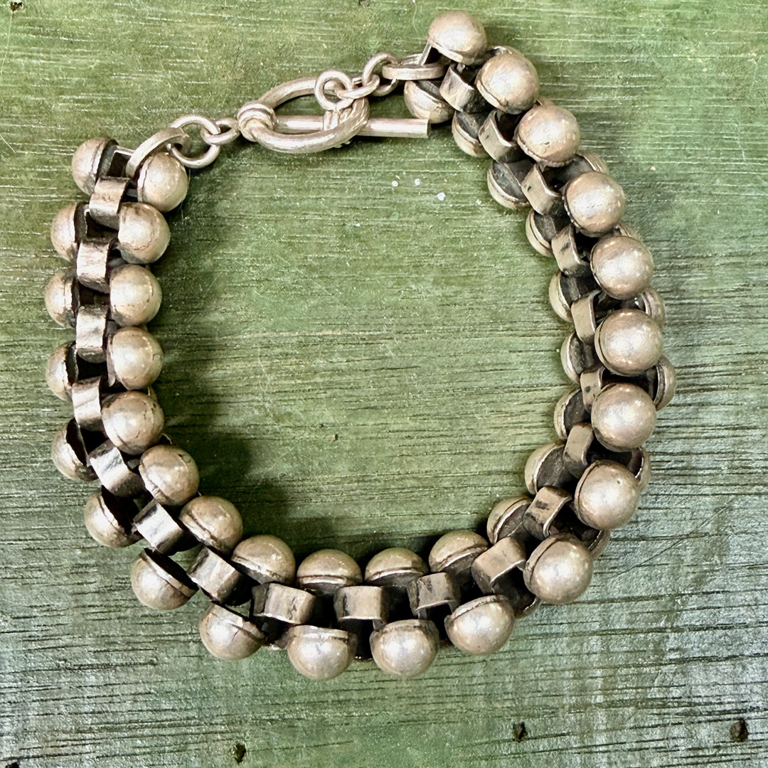 Vintage  Sterling Silver Red Sardonyx Carnelian Charm Bracelet