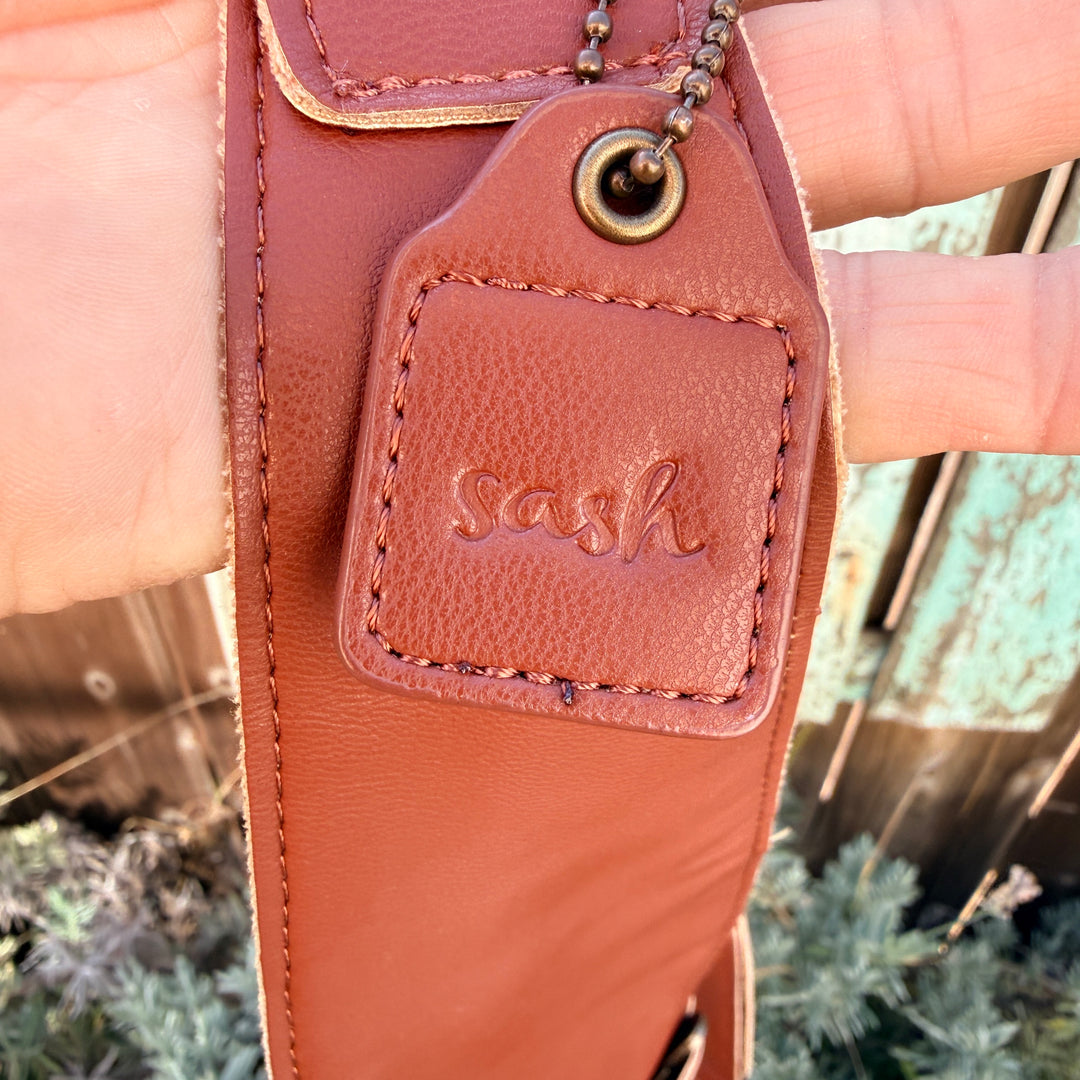 Brown Faux Leather Fringe Sash Bag