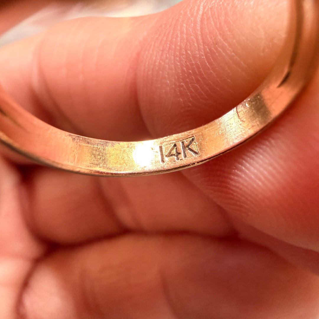 Signed 14k Yellow Gold Navajo Ring Bisbee Turquoise 6 1/4
