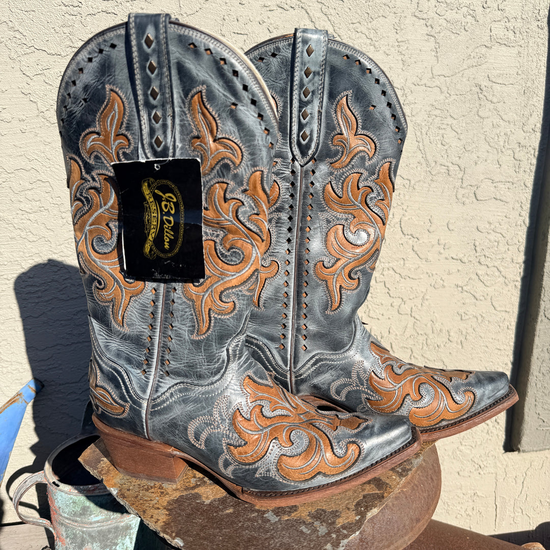 J B Dillon Reserve NWT Cowgirl Boots Brown Gray Studs 9B