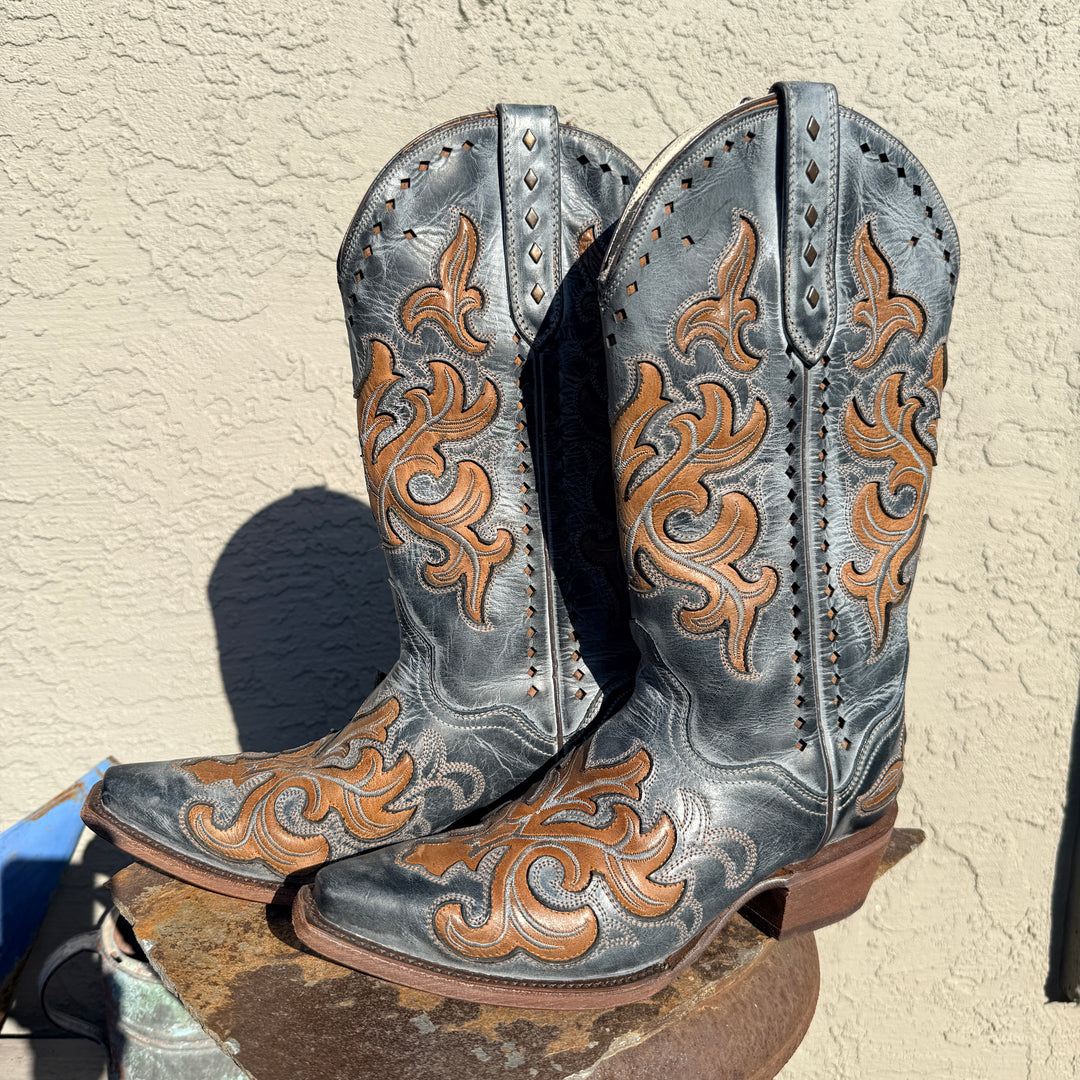 J B Dillon Reserve NWT Cowgirl Boots Brown Gray Studs 9B