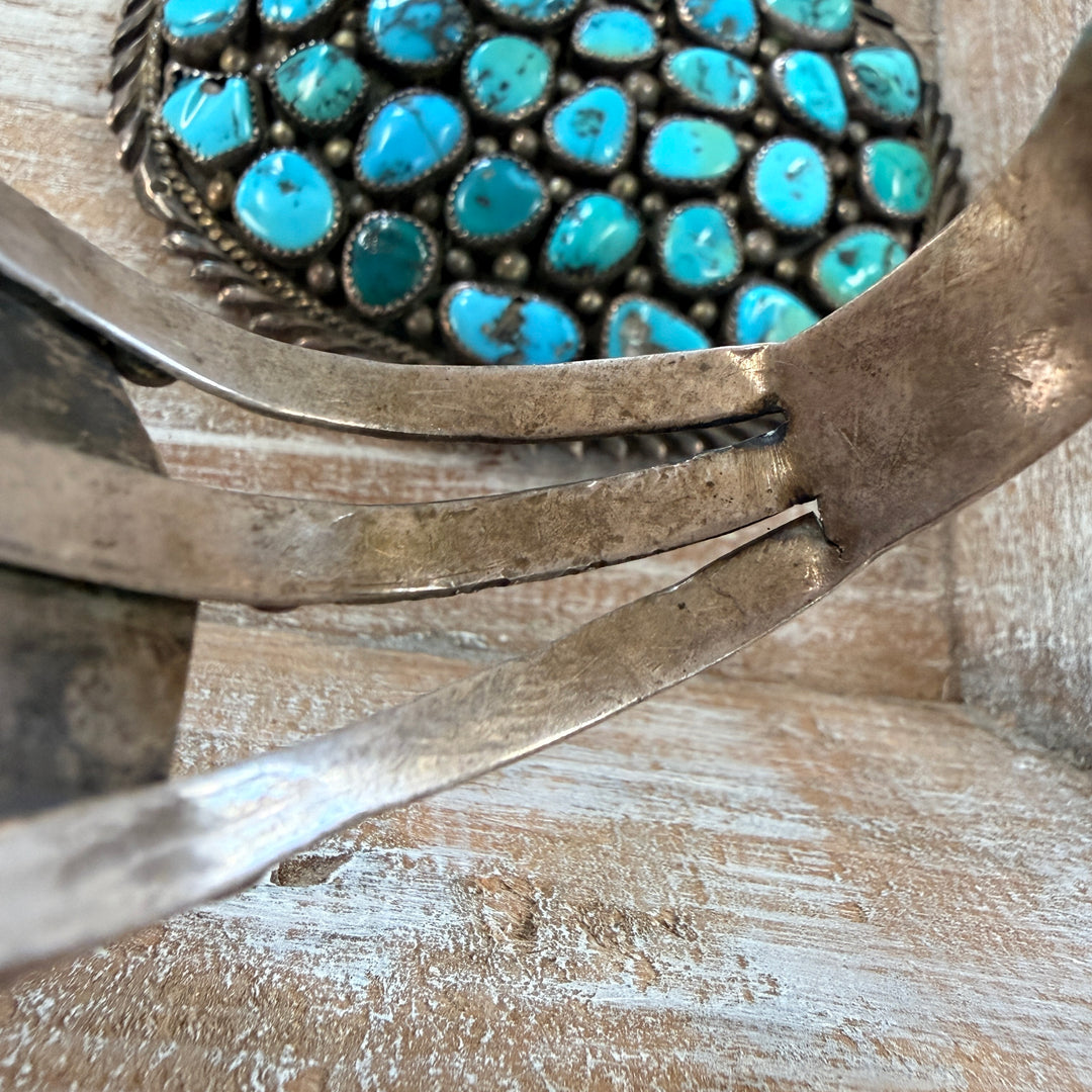 Vintage Navajo Sterling Silver & Turquoise Cuff Bracelet Fred Harvey Era