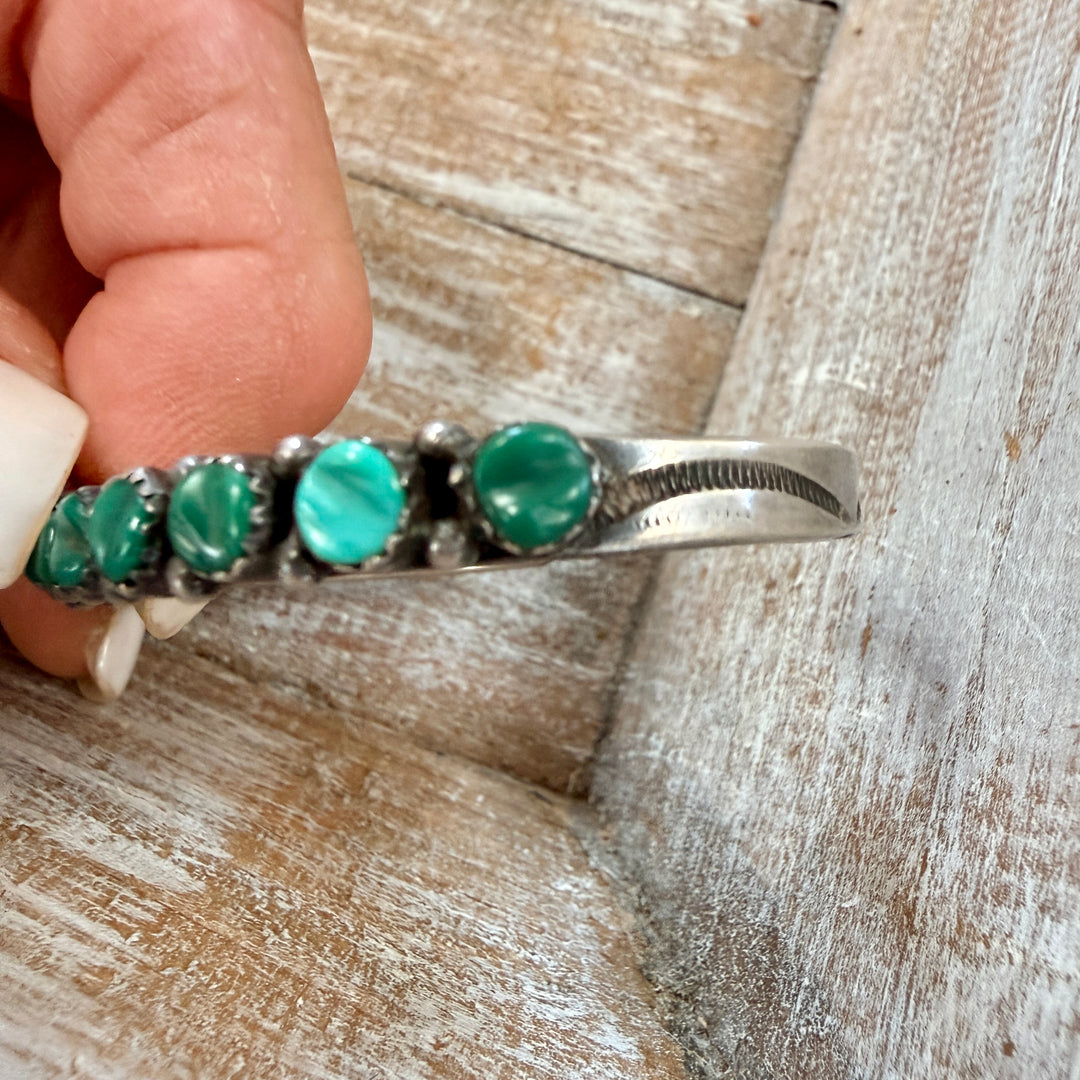 Vintage Navajo Sterling Silver & Turquoise Cuff Row Bracelet