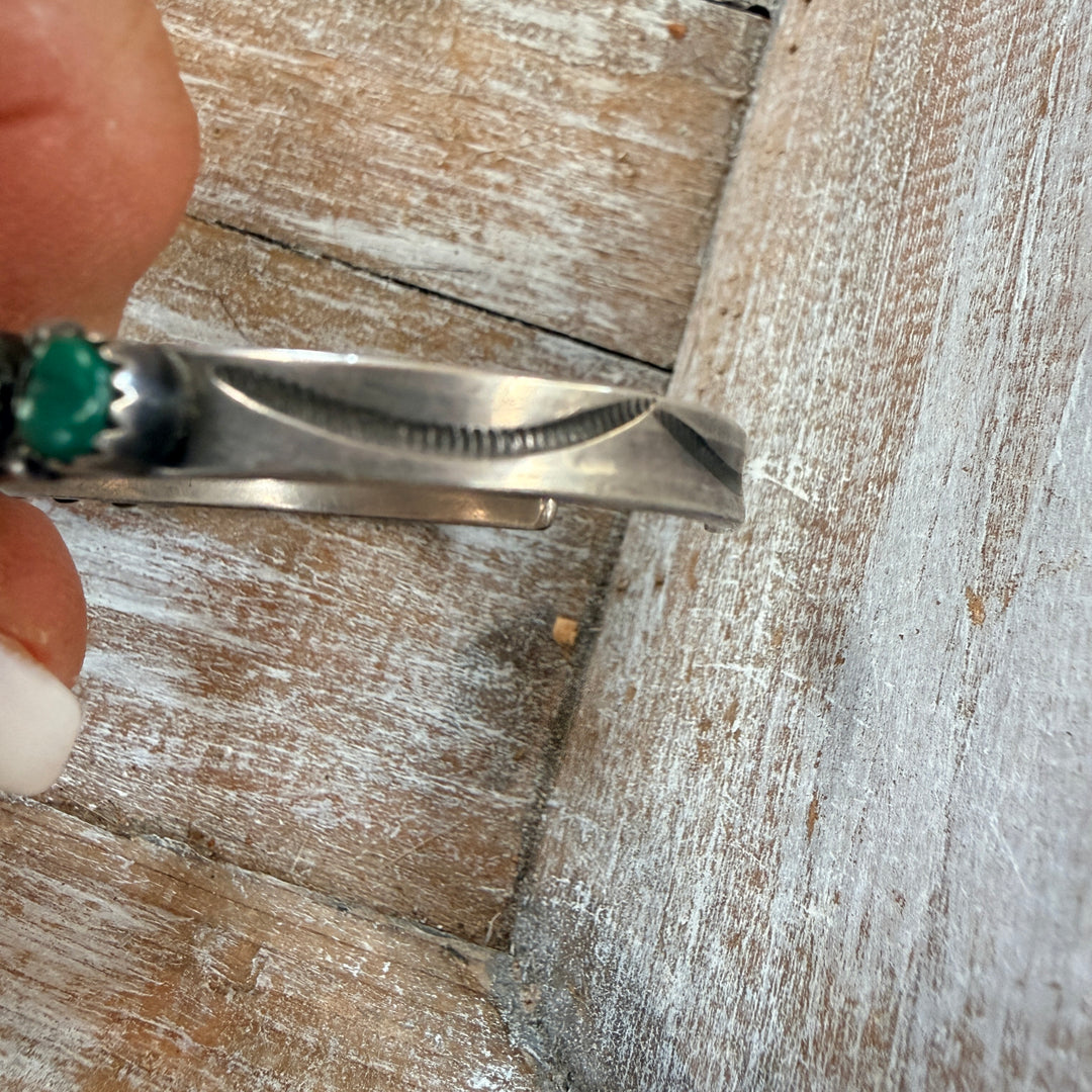 Vintage Navajo Sterling Silver & Turquoise Cuff Row Bracelet