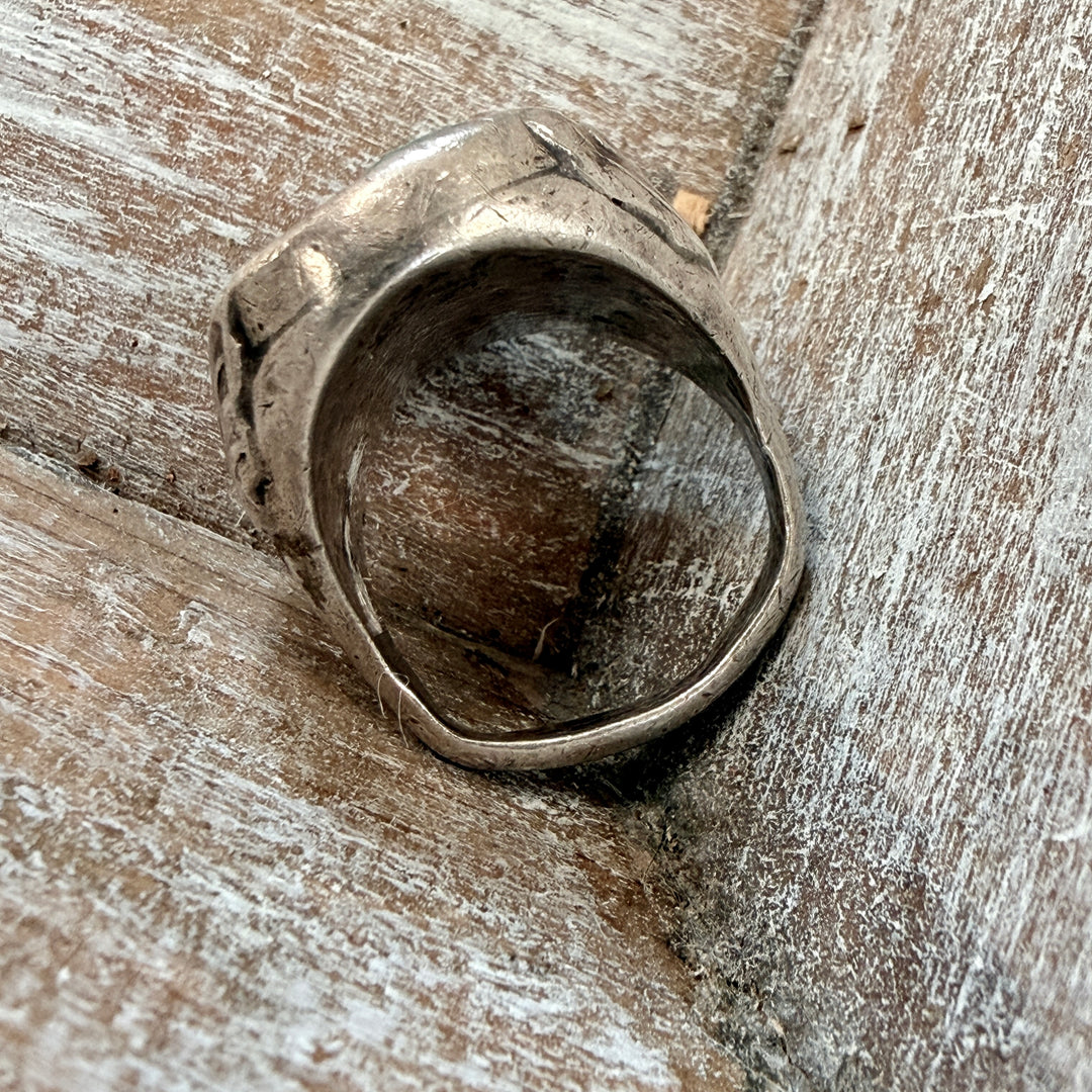 Vintage Navajo Sterling SIlver Turquoise Channel Inlay Ring 10