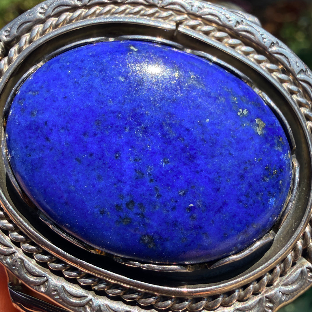 Vintage Navajo Sterling Silver & Denim Blue Lapis Cuff Bracelet