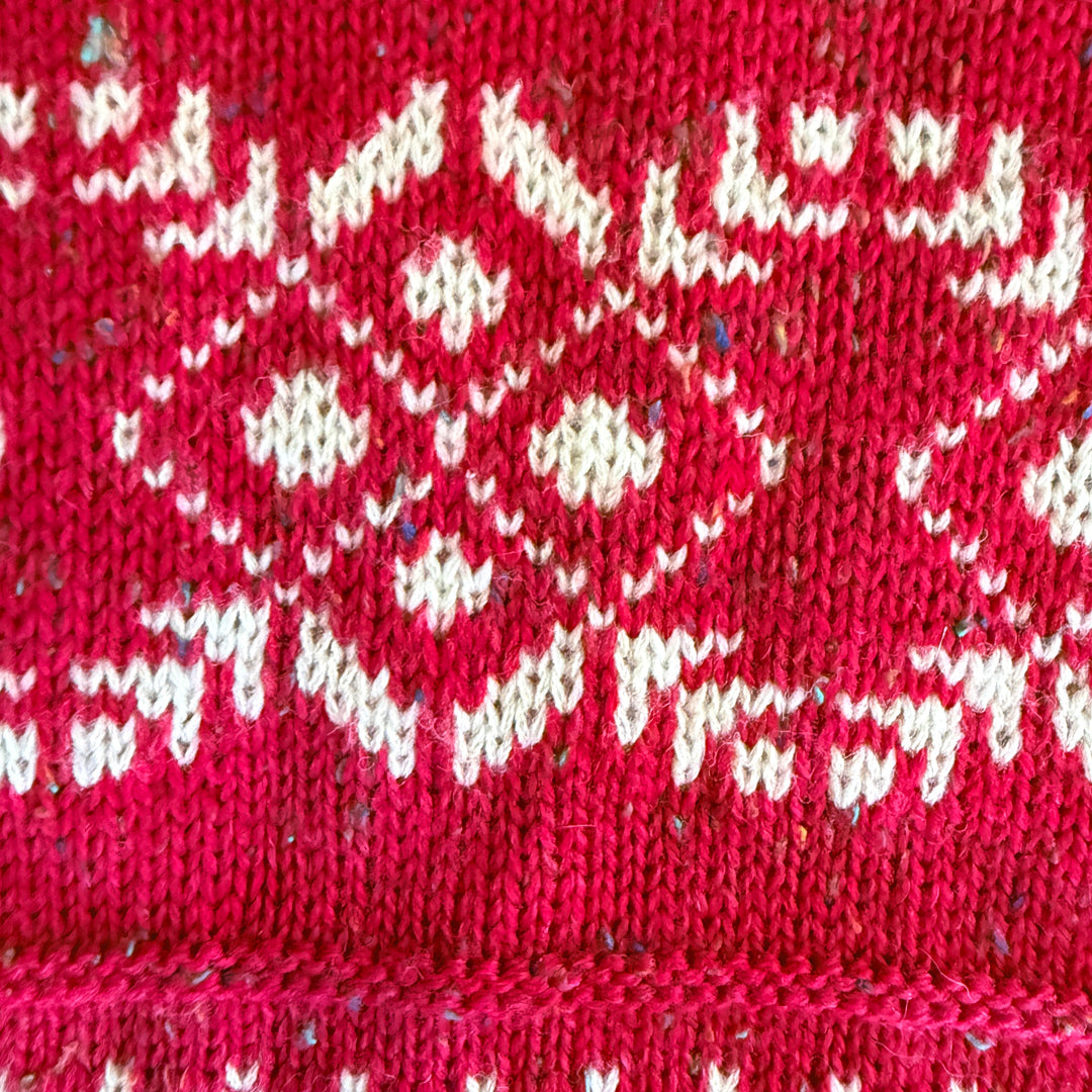 Celtic Country 100% Wool Red & White Winter Sweater Ireland M