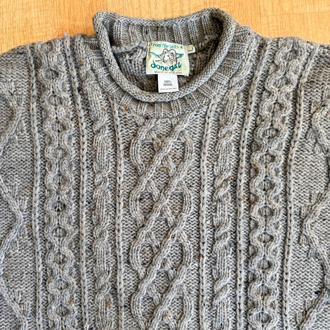 100% Irish Wool Pull Over Sweater Donegal Ireland L