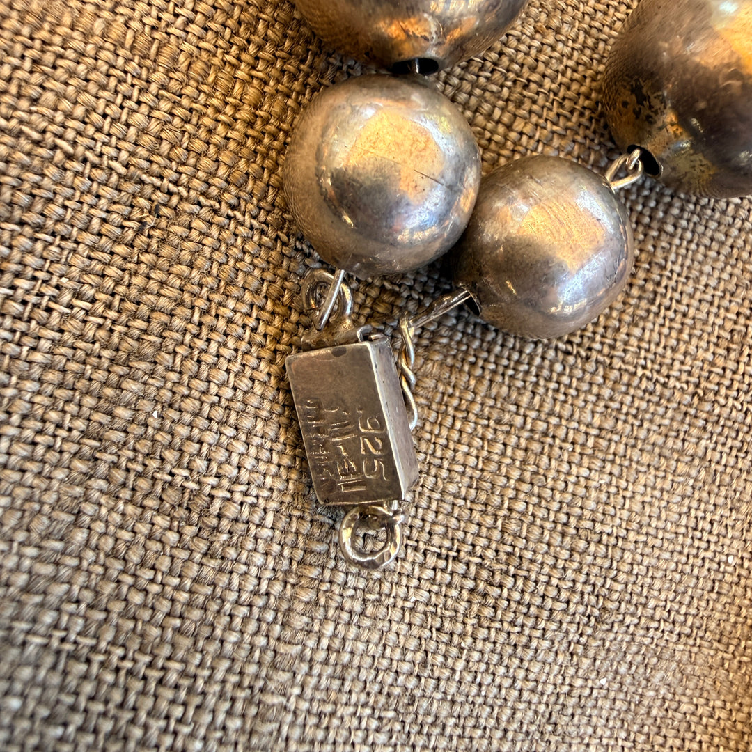 Early 1980s Taxco Sterling Silver "Pearls" Necklace