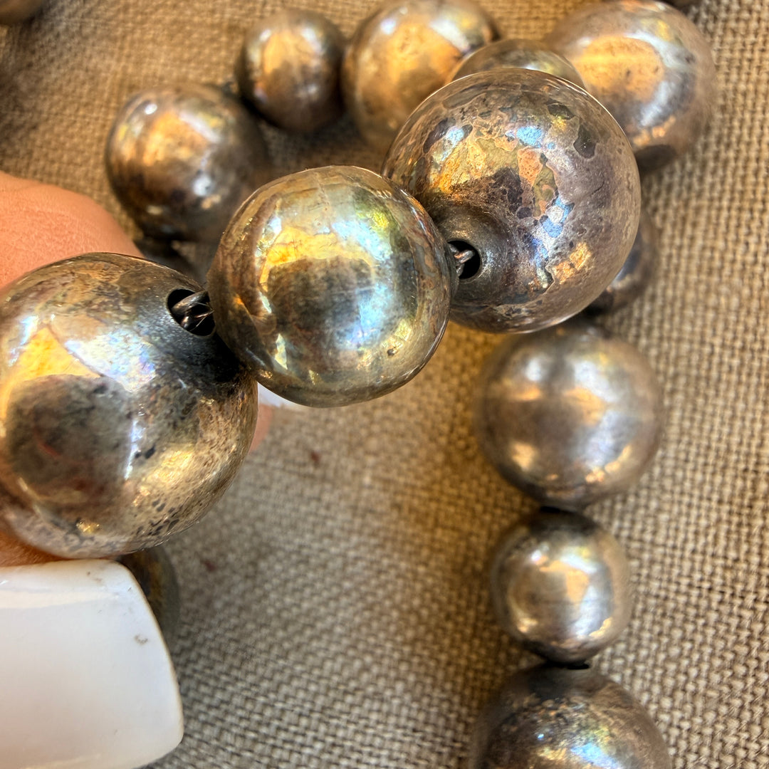 Early 1980s Taxco Sterling Silver "Pearls" Necklace