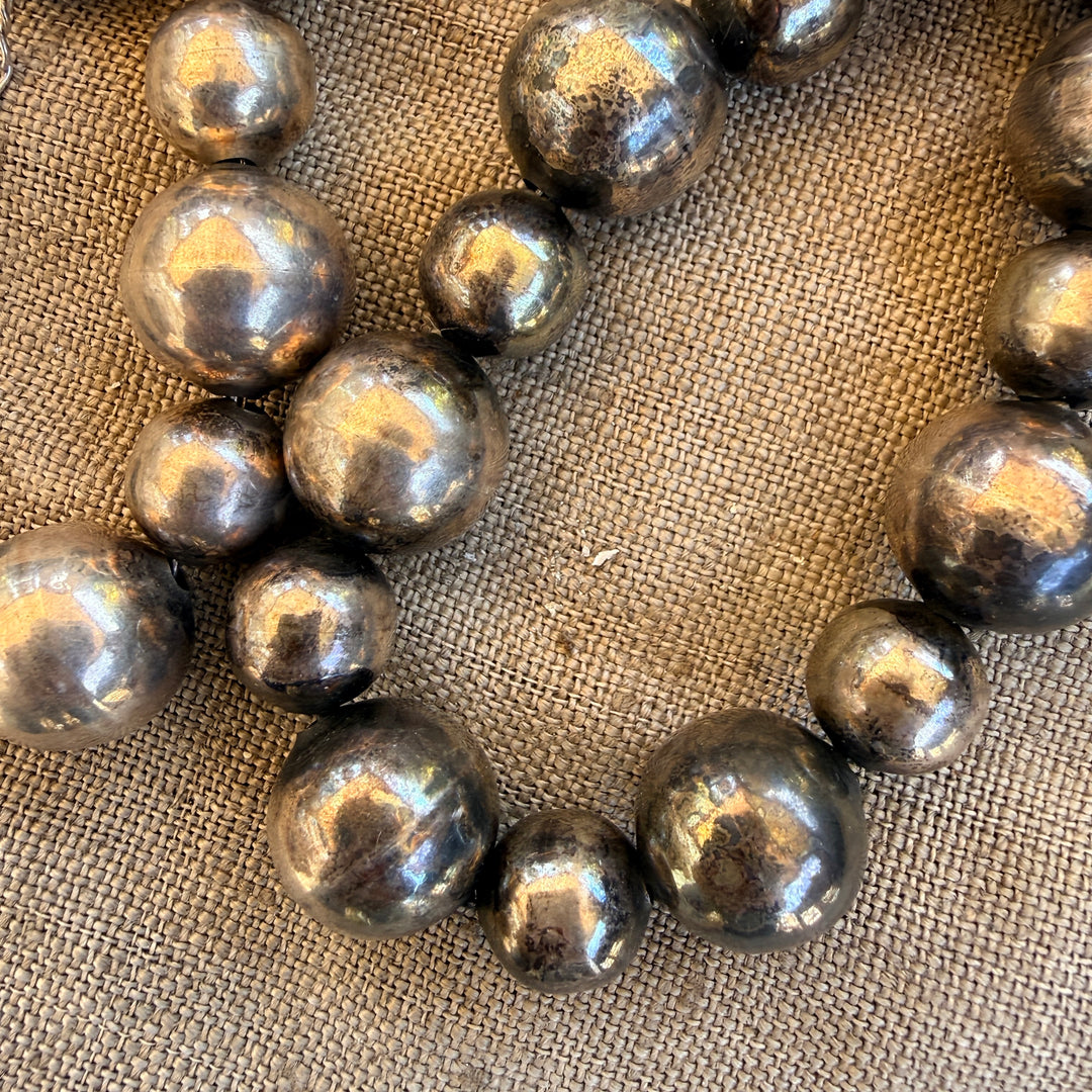 Early 1980s Taxco Sterling Silver "Pearls" Necklace
