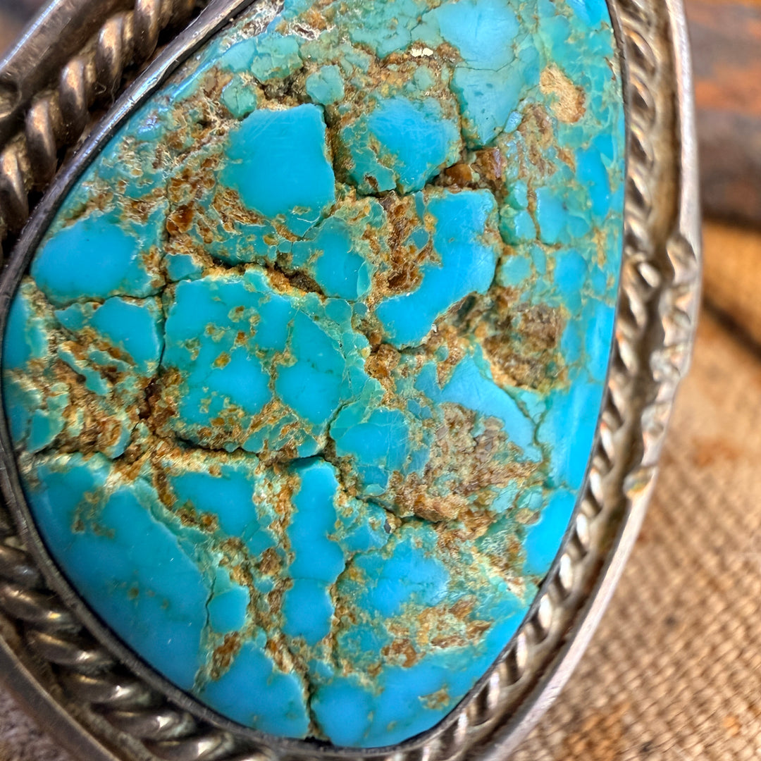 Vintage Navajo Sterling Silver Natural Turquoise Ring Size 6.5