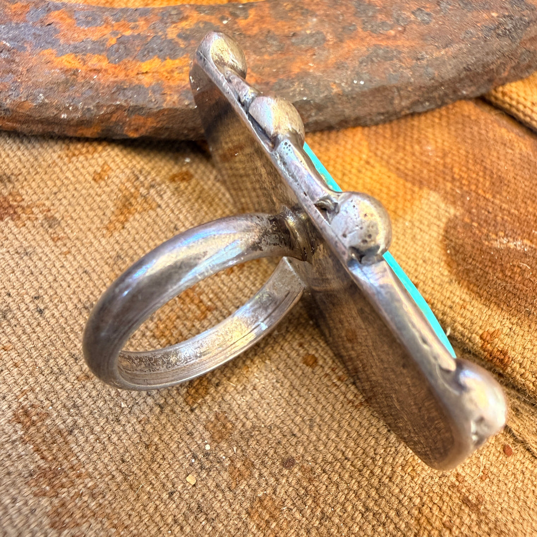 Vintage Navajo Sterling Silver Turquoise Ring Size 8