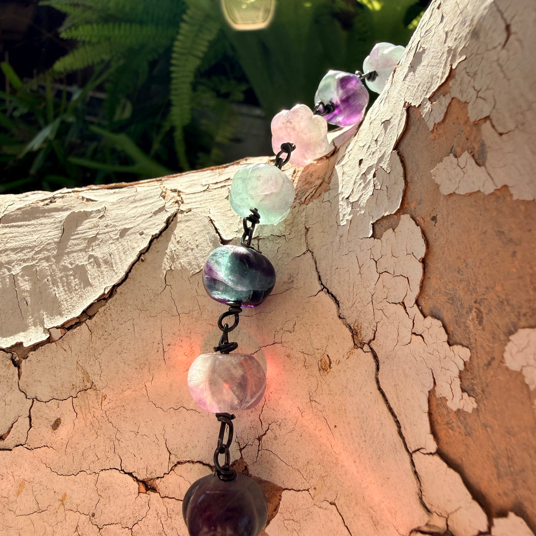 Vintage Pumpkin Shaped Fluorite Bead Necklace