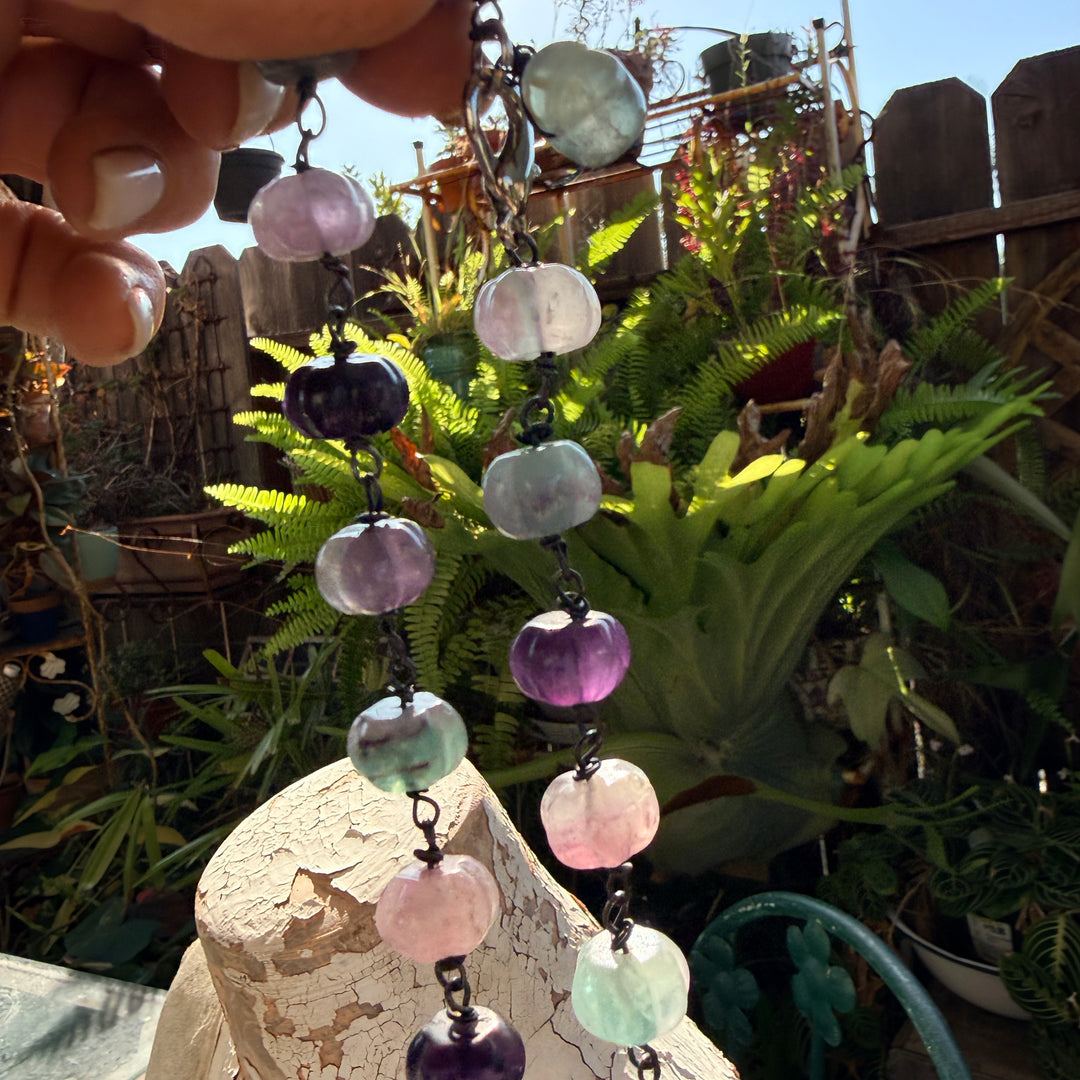 Vintage Pumpkin Shaped Fluorite Bead Necklace