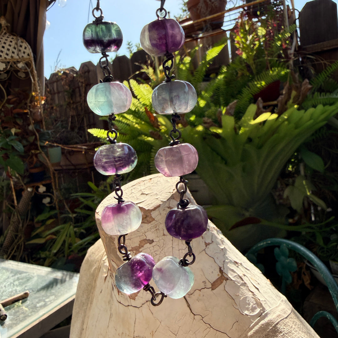 Vintage Pumpkin Shaped Fluorite Bead Necklace