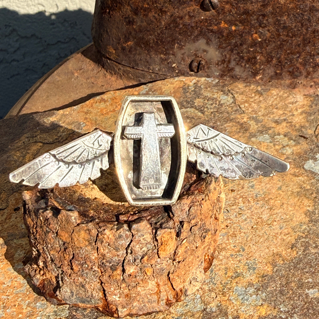 Sterling Silver & Gold  "Floating In Air" Ring Adjustable Size 8