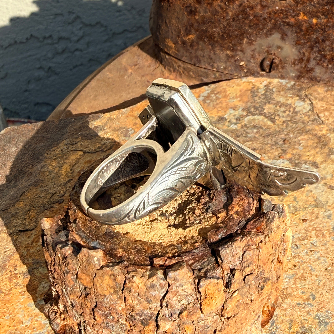 Sterling Silver & Gold  "Floating In Air" Ring Adjustable Size 8