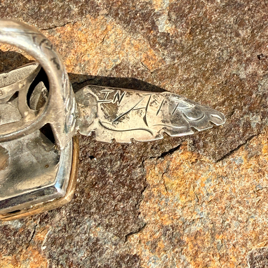 Sterling Silver & Gold  "Floating In Air" Ring Adjustable Size 8