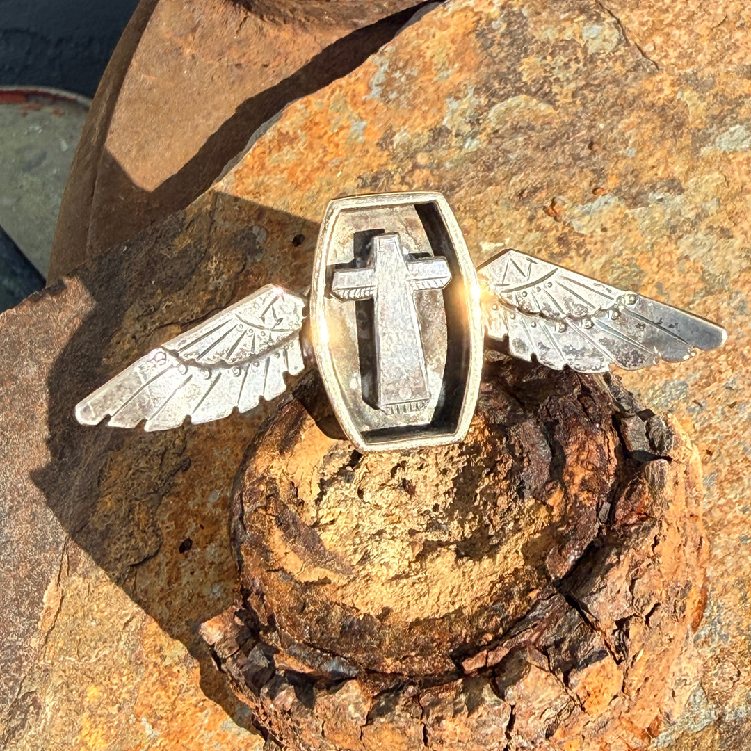 Sterling Silver & Gold  "Floating In Air" Ring Adjustable Size 8