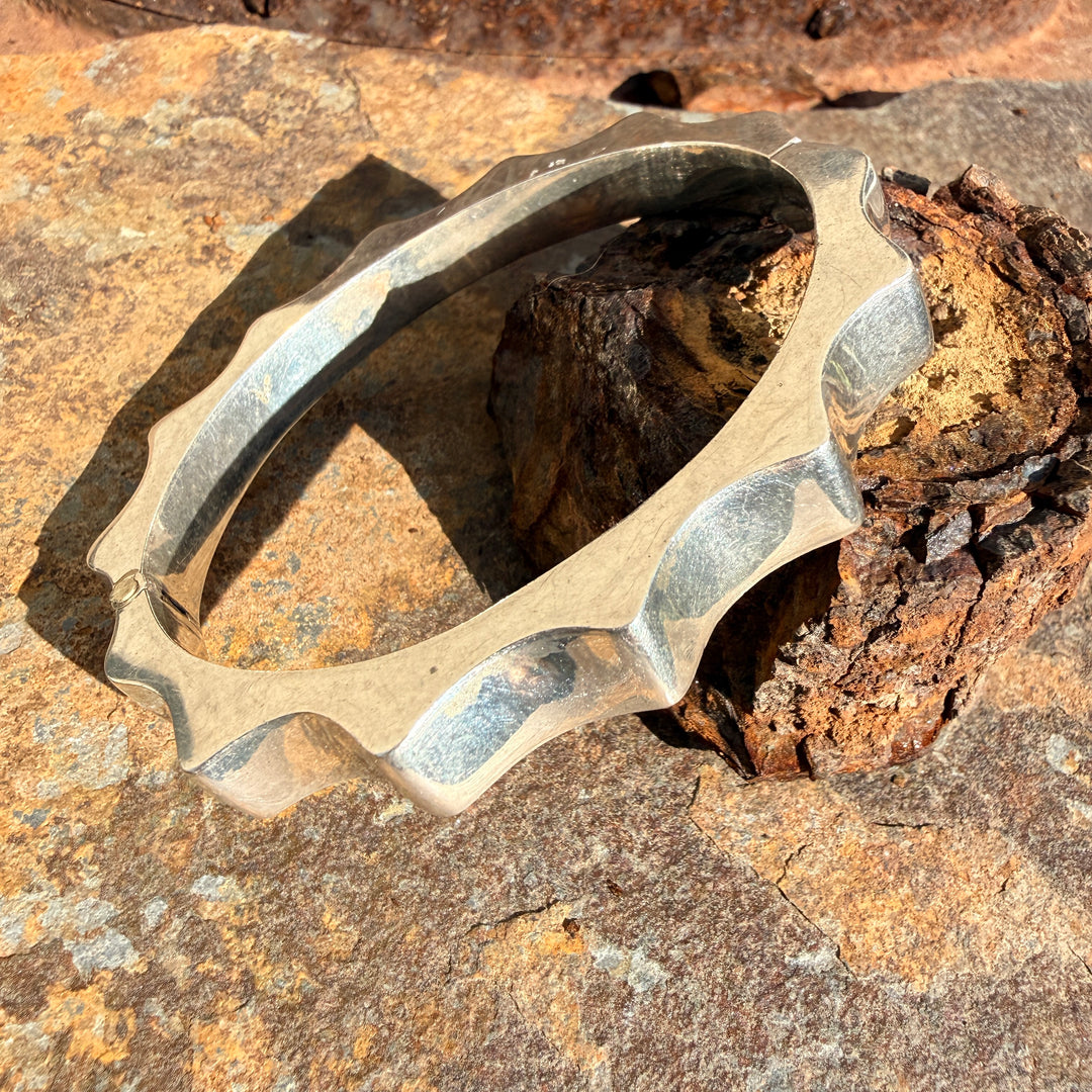 Sterling Silver Hinged Bangle Bracelet Taxco, Mexico