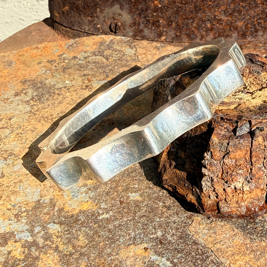 Sterling Silver Hinged Bangle Bracelet Taxco, Mexico
