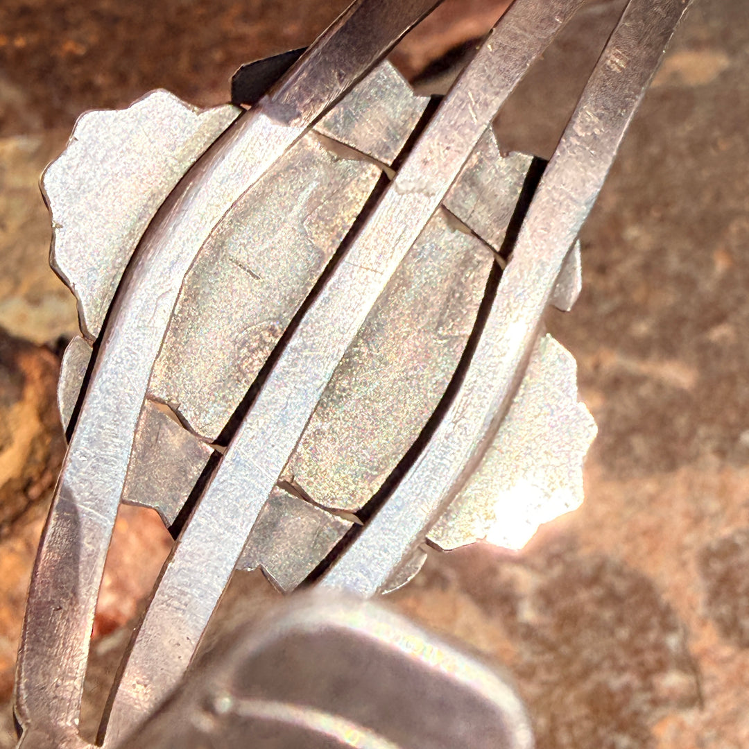 Vintage Navajo Petrified Wood Sterling Silver Bracelet Fred Harvey