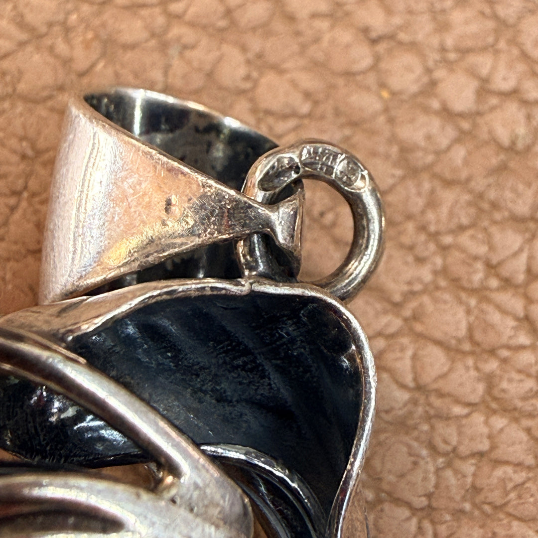 Vintage Sterling Silver Large Amber Pendant
