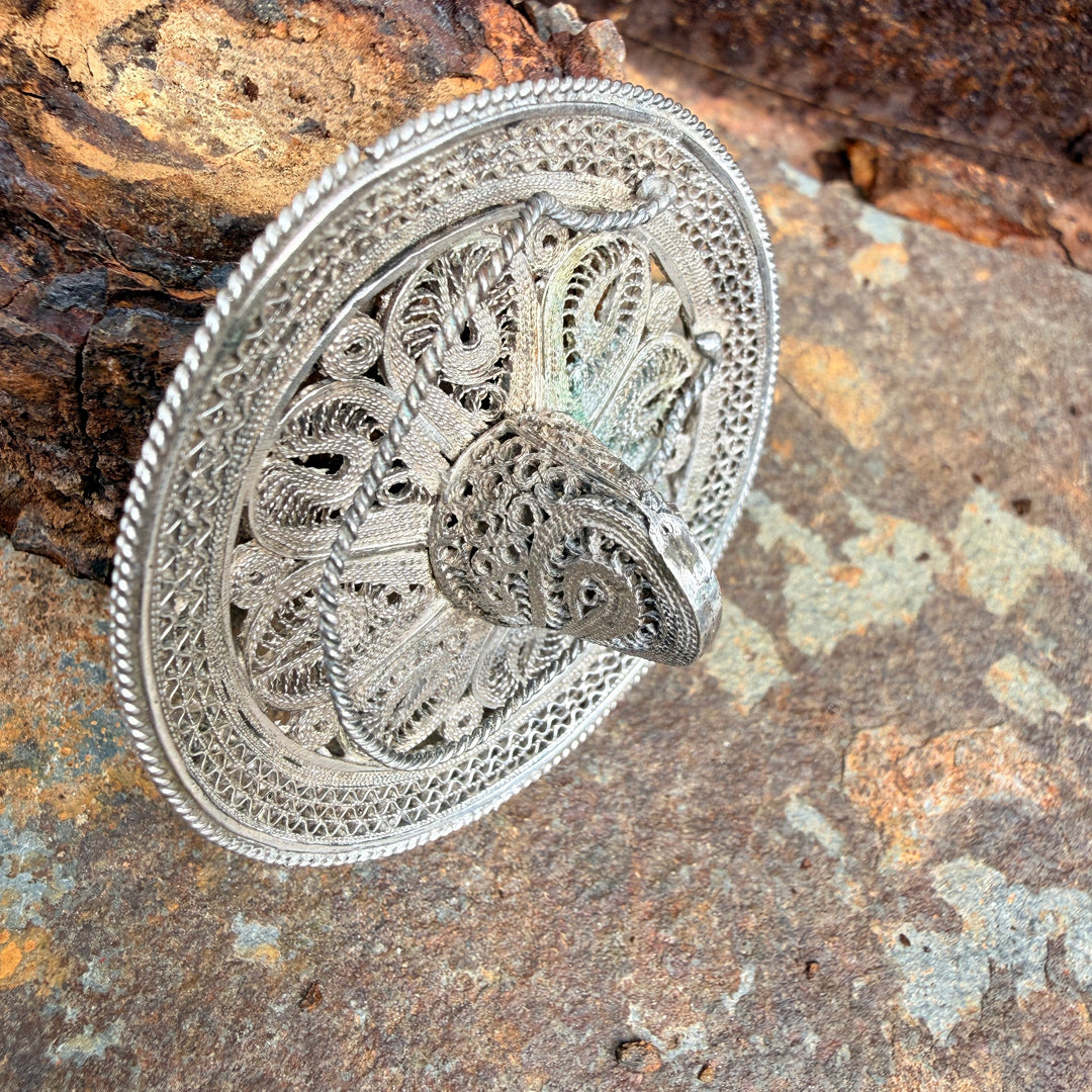 Vintage Mexican Sterling Silver Filigree Sombrero Hat Pin