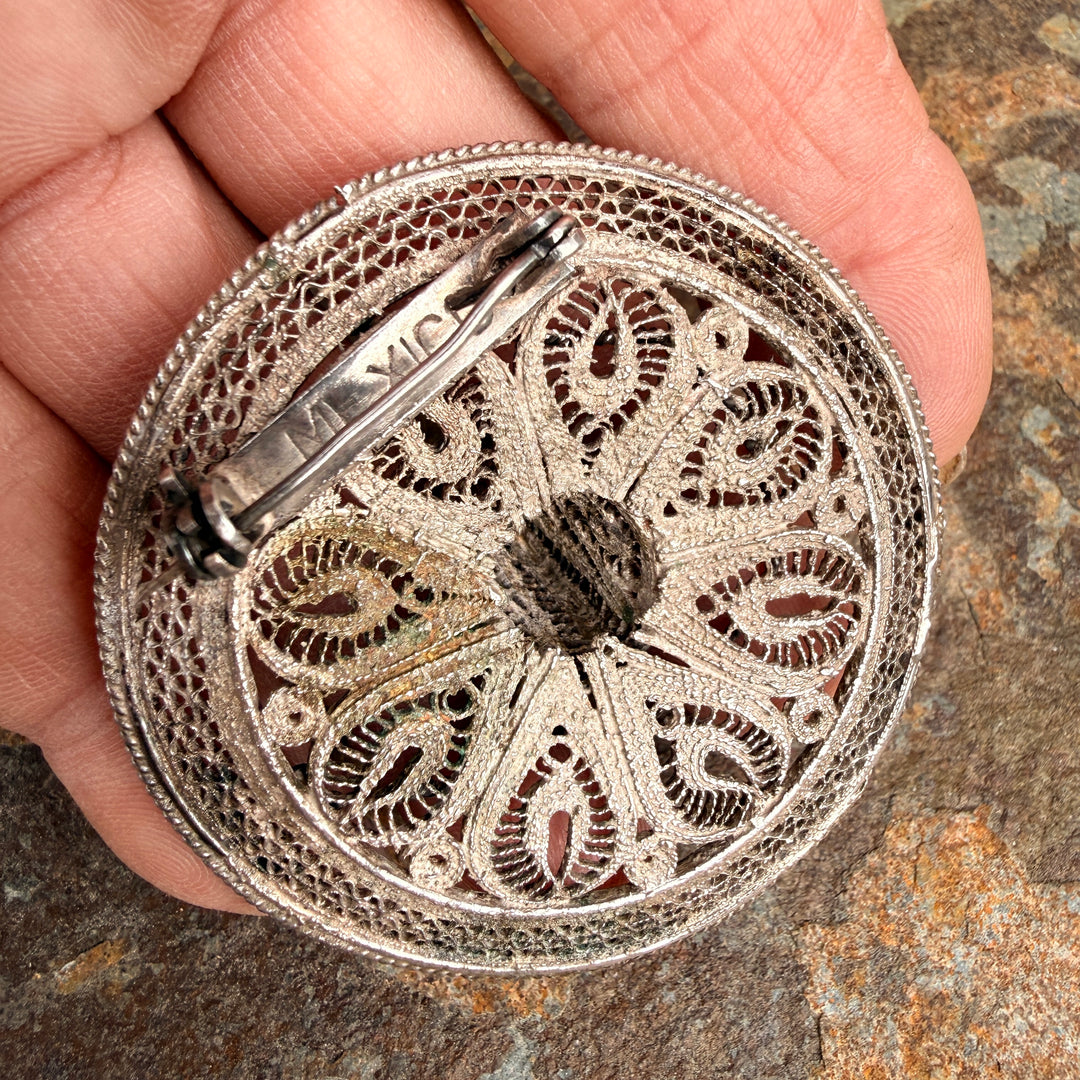 Vintage Mexican Sterling Silver Filigree Sombrero Hat Pin