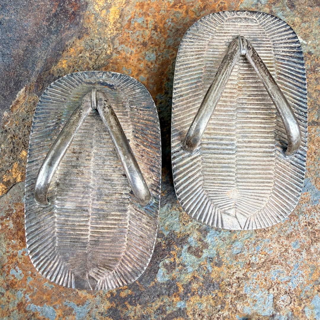 Mid-Century 950 Sterling Silver Japanese Okobo Geta Sandle Salt Pepper Shakers