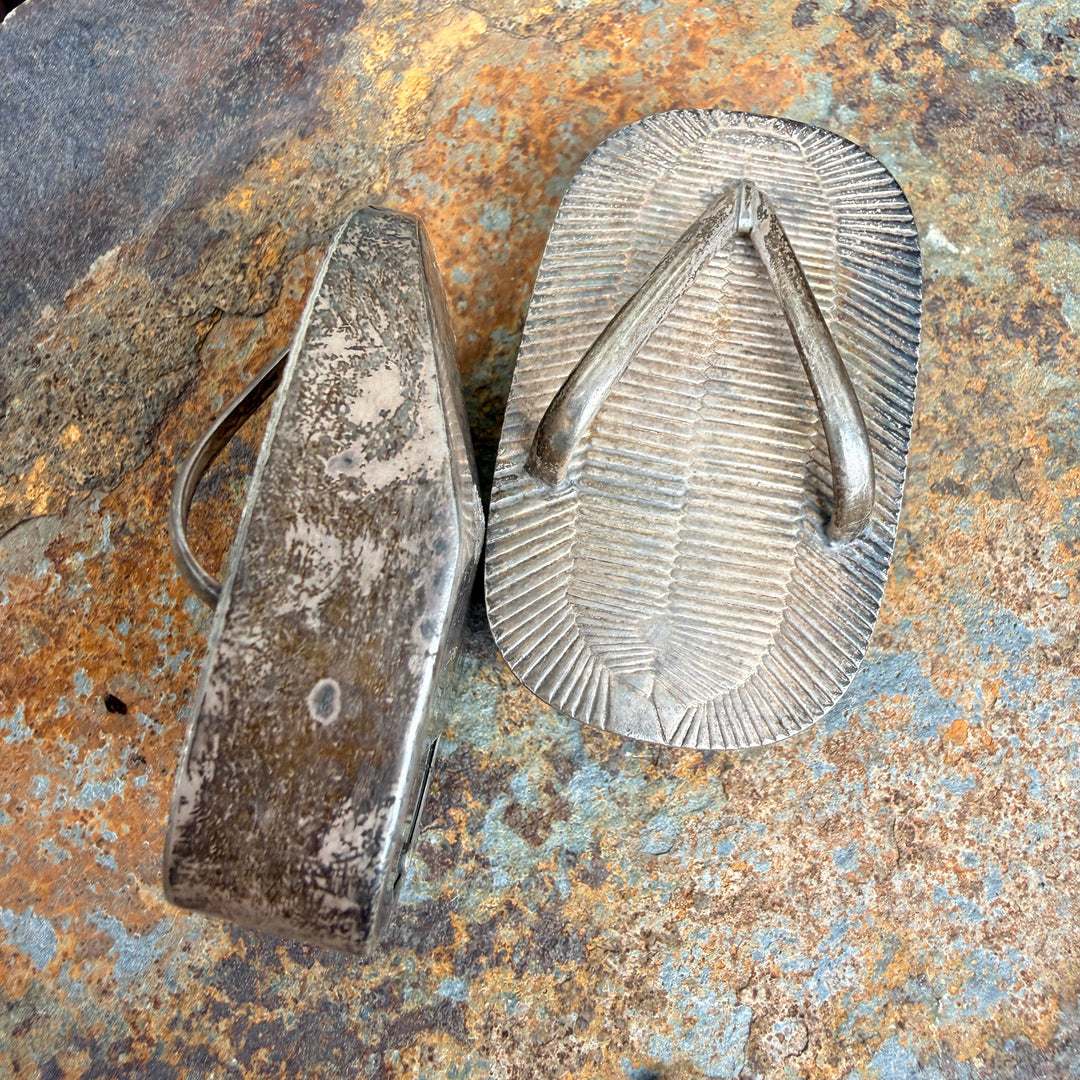 Mid-Century 950 Sterling Silver Japanese Okobo Geta Sandle Salt Pepper Shakers