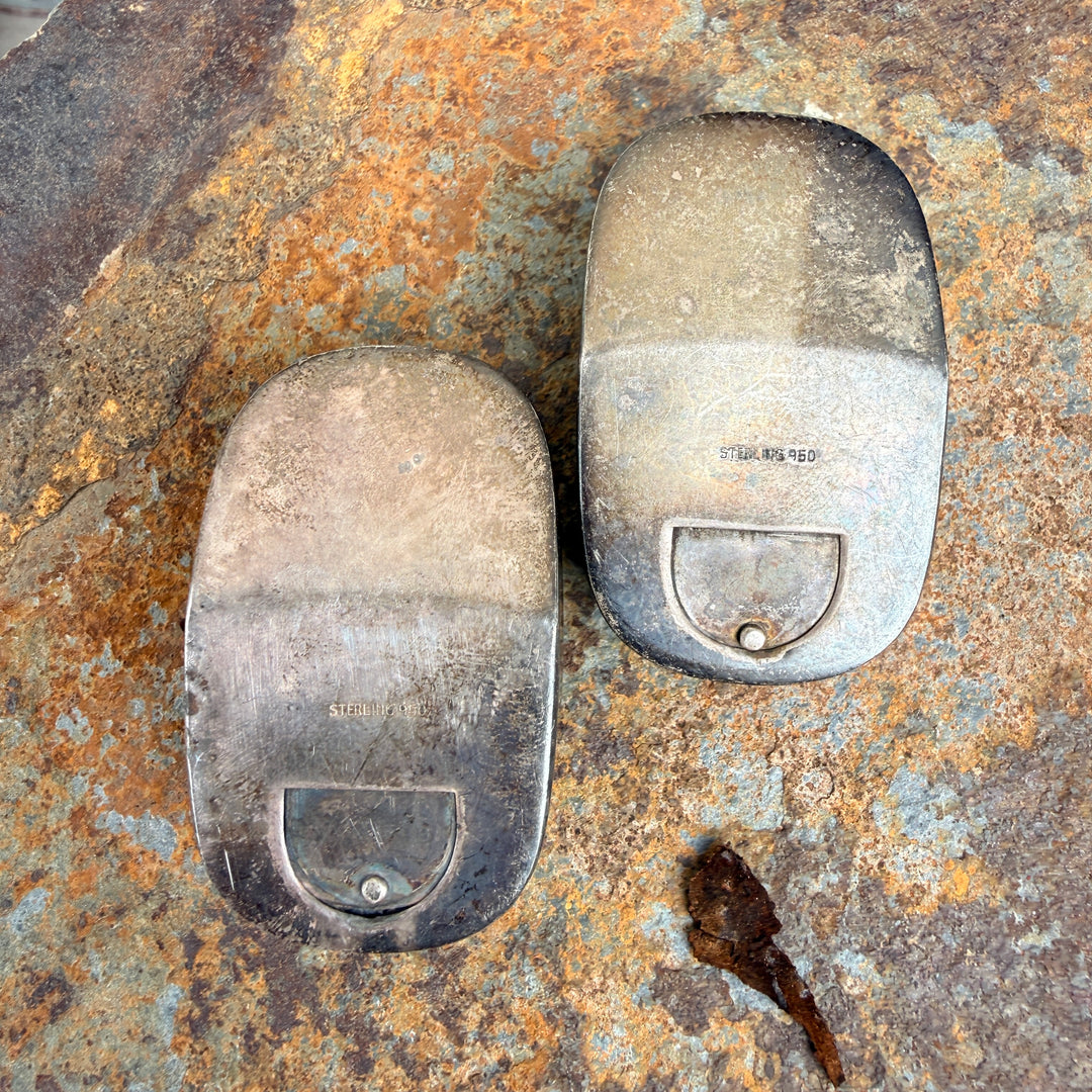Mid-Century 950 Sterling Silver Japanese Okobo Geta Sandle Salt Pepper Shakers