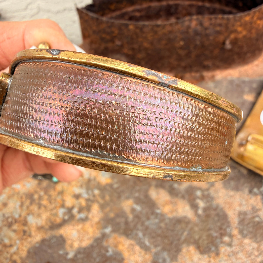 MId-Century Brutalist Bangle Bypass Bracelet Lapis