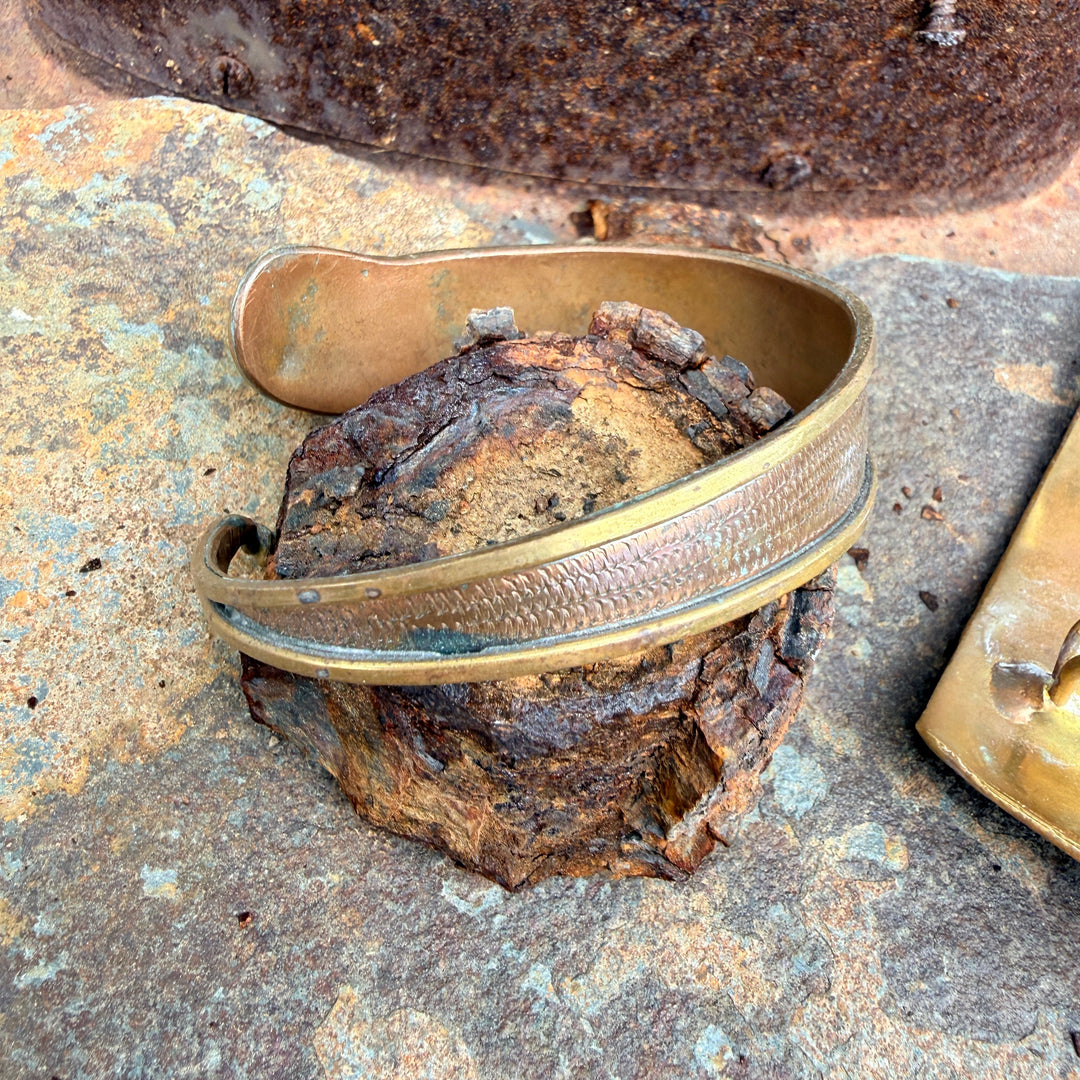 MId-Century Brutalist Bangle Bypass Bracelet Lapis