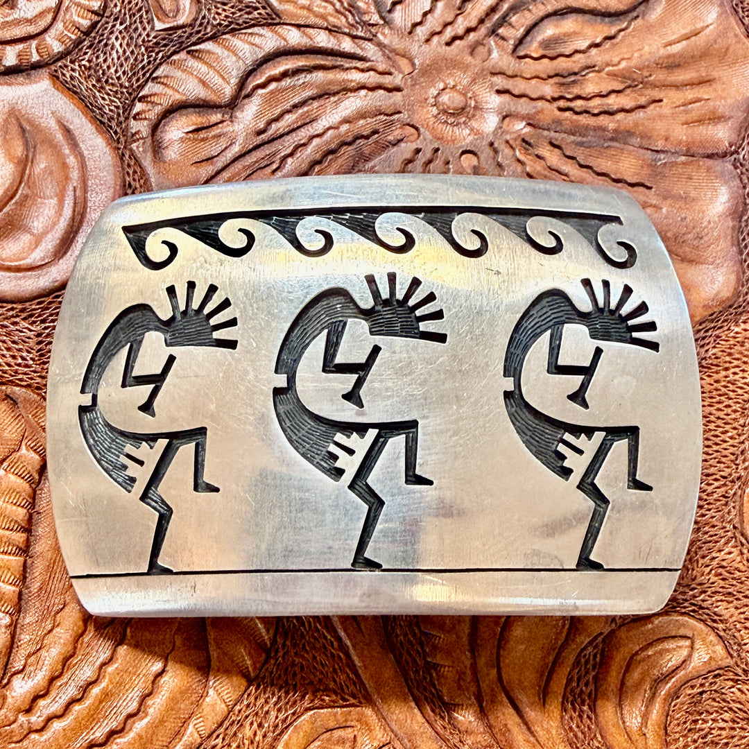 Vintage Hopi Sterling Silver Kokopelli Belt Buckle Gene Pooyouma