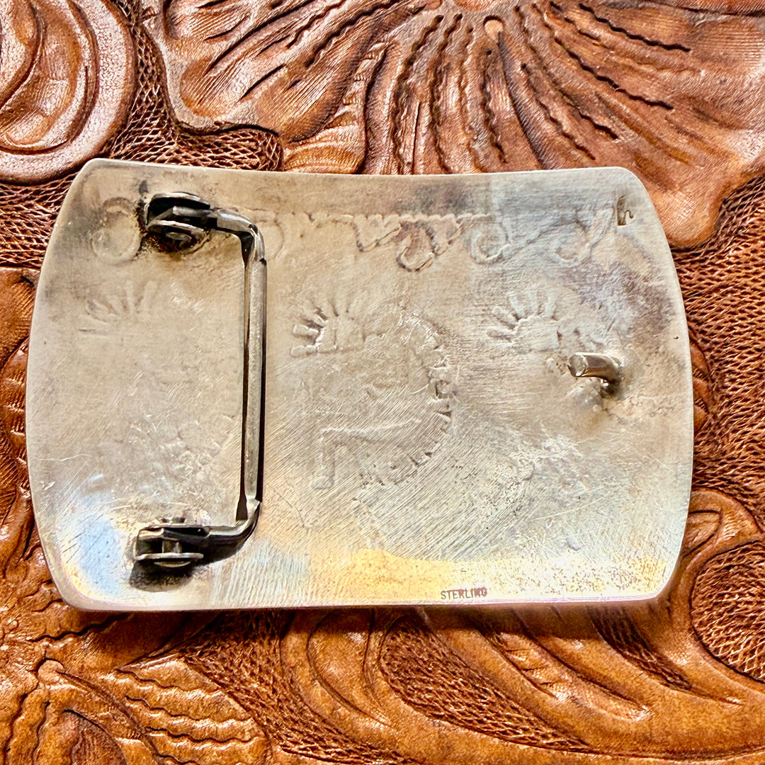 Vintage Hopi Sterling Silver Kokopelli Belt Buckle Gene Pooyouma