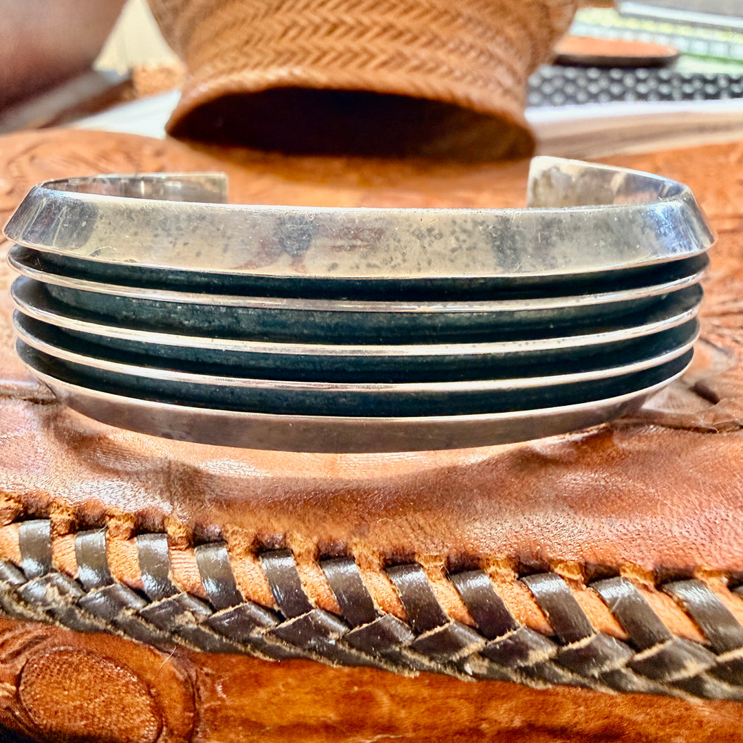 Vintage Sterling Silver Channel Cuff Bracelet Tom Yazzie