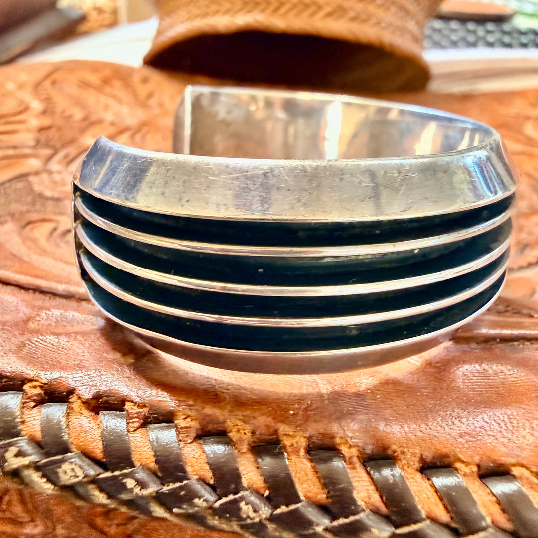 Vintage Sterling Silver Channel Cuff Bracelet Tom Yazzie