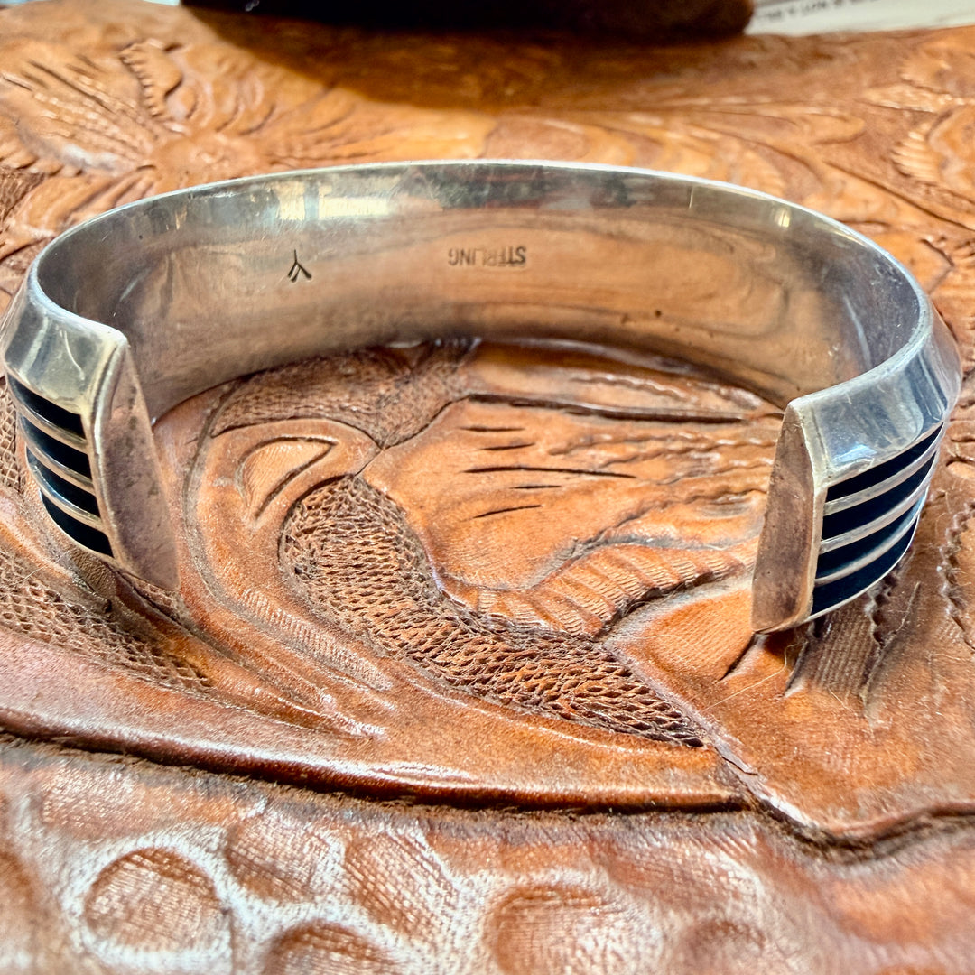 Vintage Sterling Silver Channel Cuff Bracelet Tom Yazzie