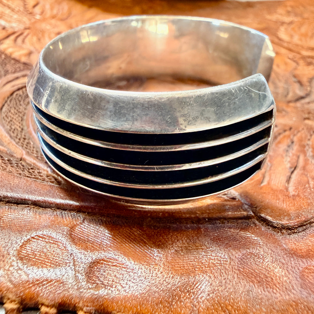 Vintage Sterling Silver Channel Cuff Bracelet Tom Yazzie