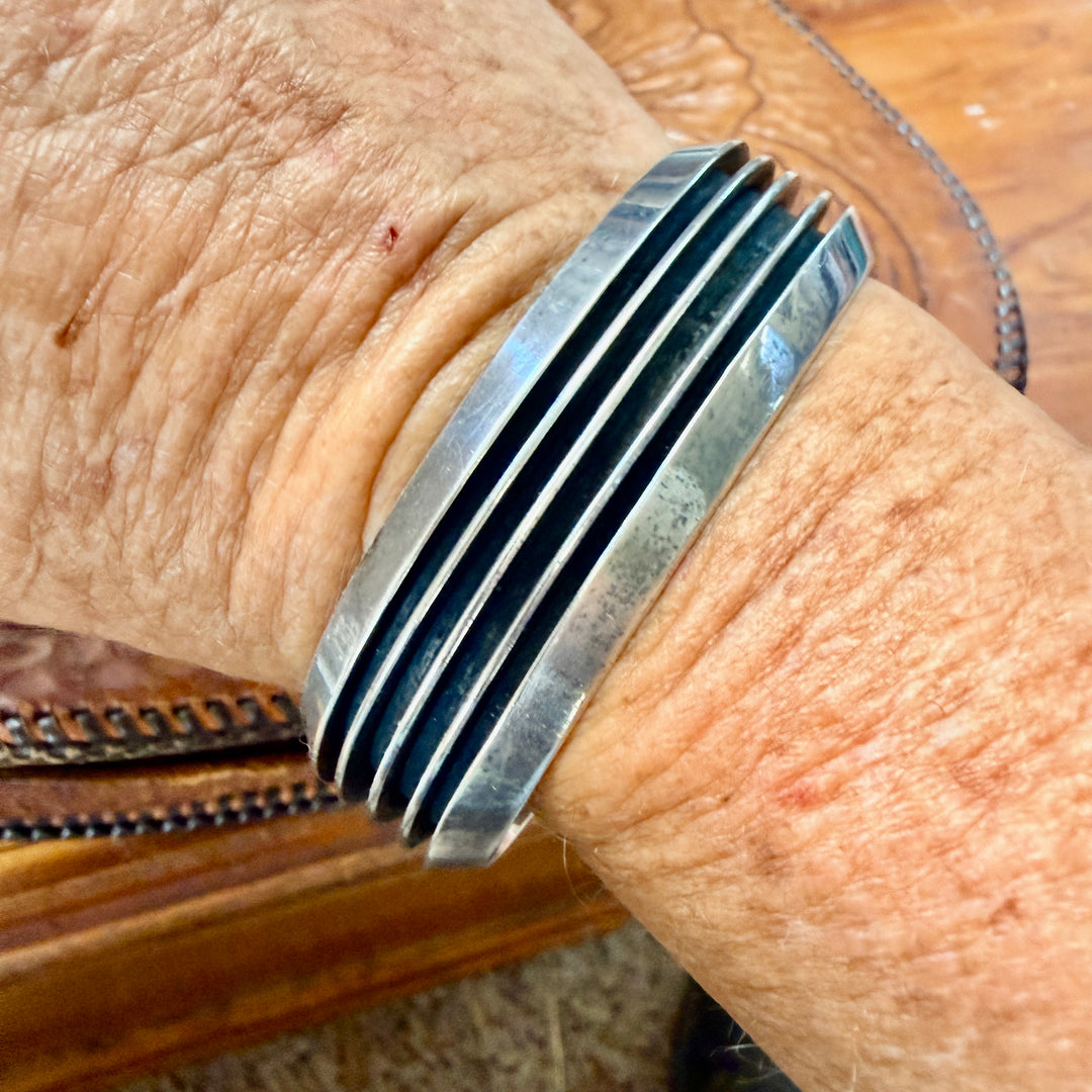 Vintage Sterling Silver Channel Cuff Bracelet Tom Yazzie