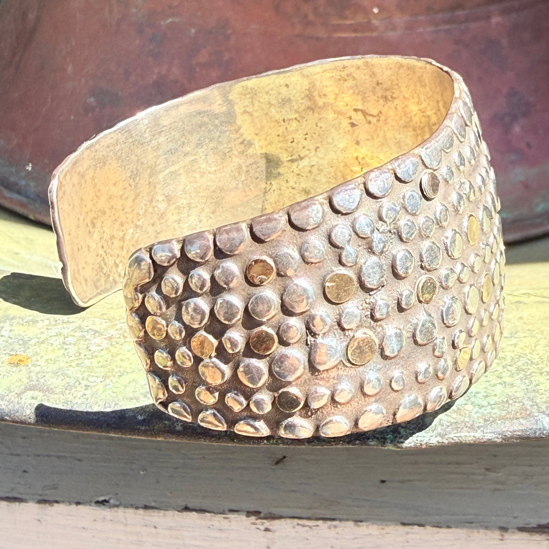 Sterling Silver & 14K Yellow Gold Wide Cuff Bracelet