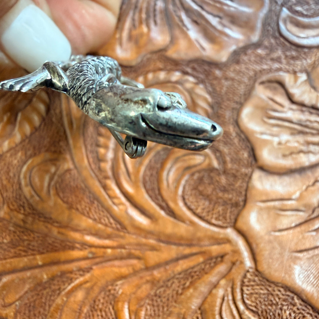 Large Vintage Sterling Silver Desert Lizard  Brooch Pin