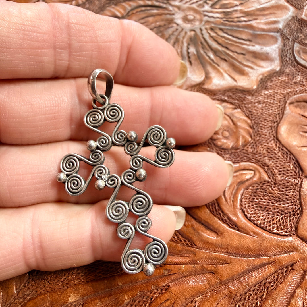 Vintage Sterling Silver Cross Pendant
