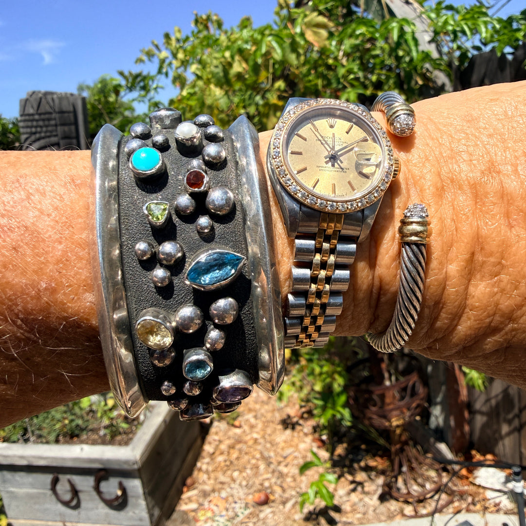 Chimney Butte & Nuguematz Rocks & Stars Sterling Silver Cuff Bracelet