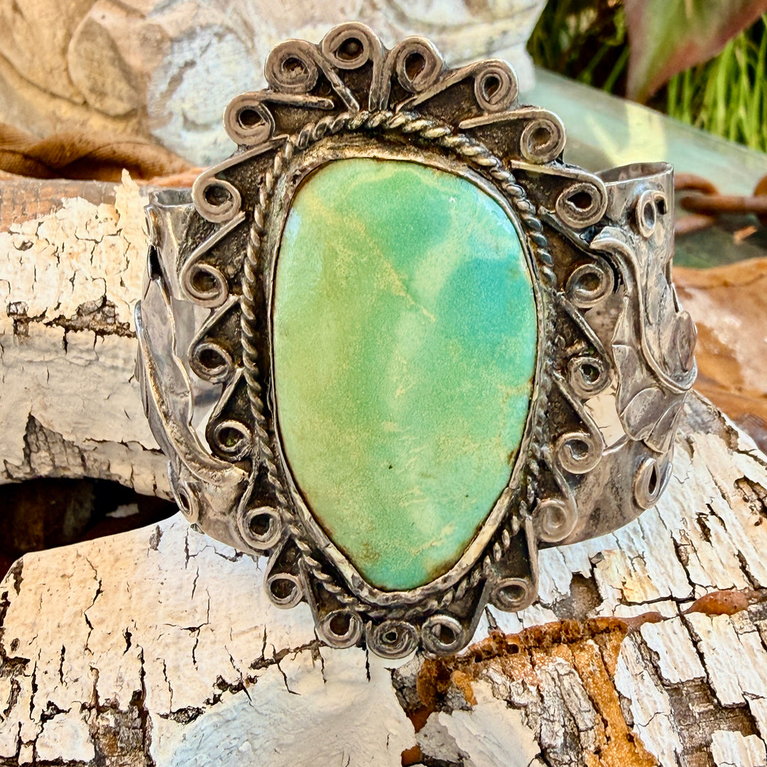 Huge & Early Navajo Turquoise Cuff Bracelet Sterling Silver