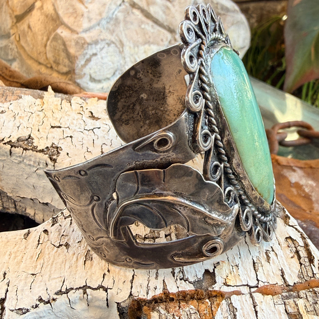 Huge & Early Navajo Turquoise Cuff Bracelet Sterling Silver
