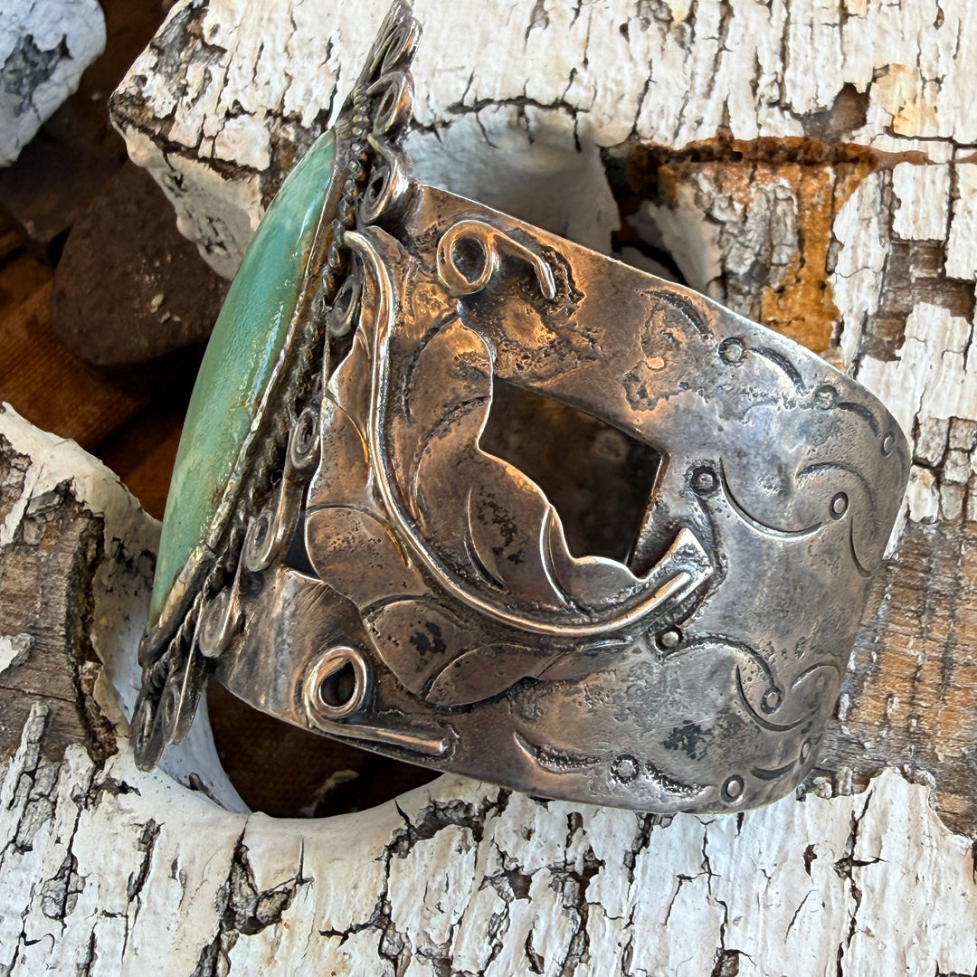 Huge & Early Navajo Turquoise Cuff Bracelet Sterling Silver