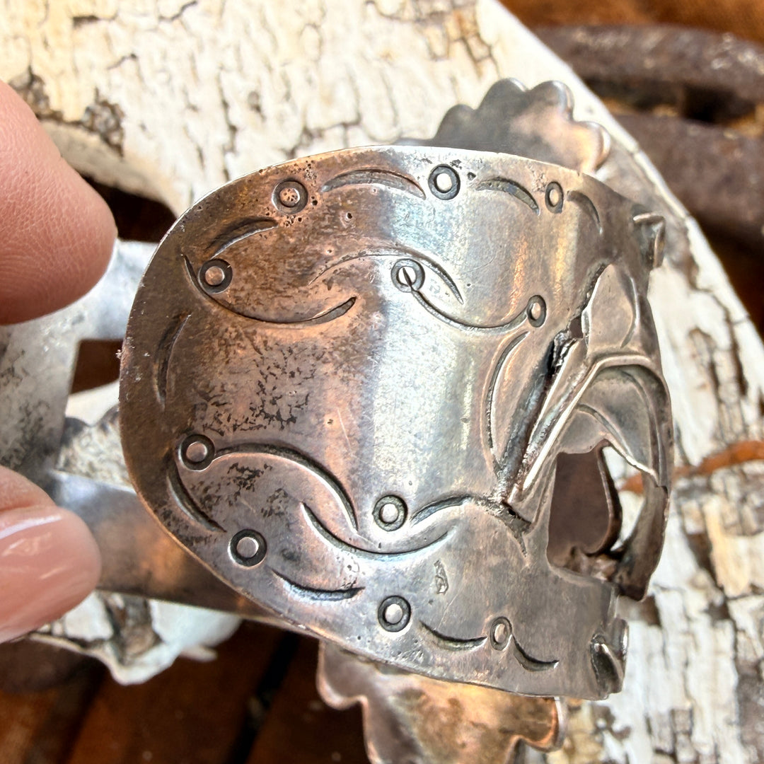 Huge & Early Navajo Turquoise Cuff Bracelet Sterling Silver